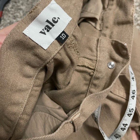 Vale Denim Classic High Rise Cropped Jeans raw hem Size 6 US Beige Brown - Picture 7 of 8
